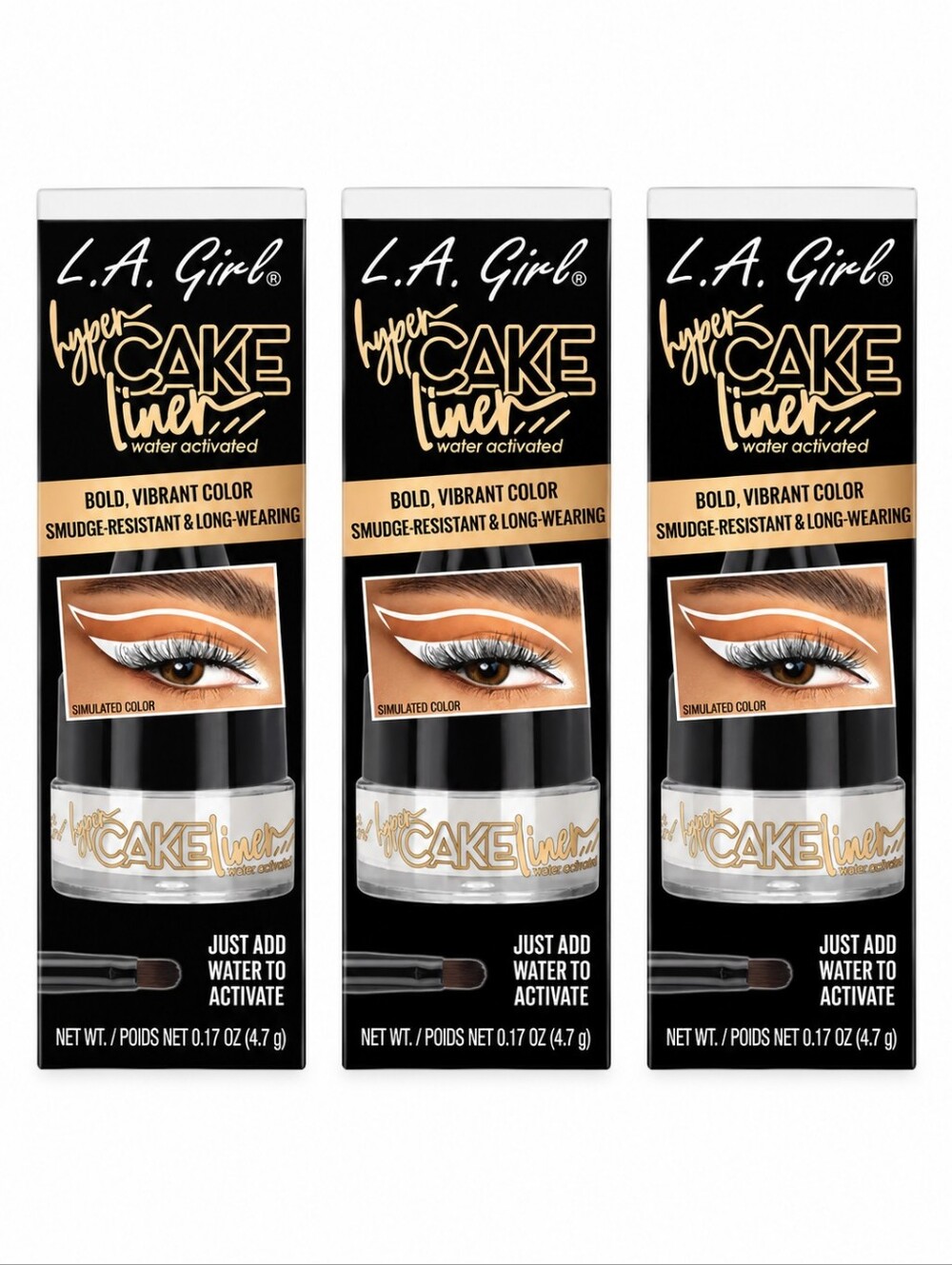 3 x LA Girl Hyper Cake Liner- White Out
